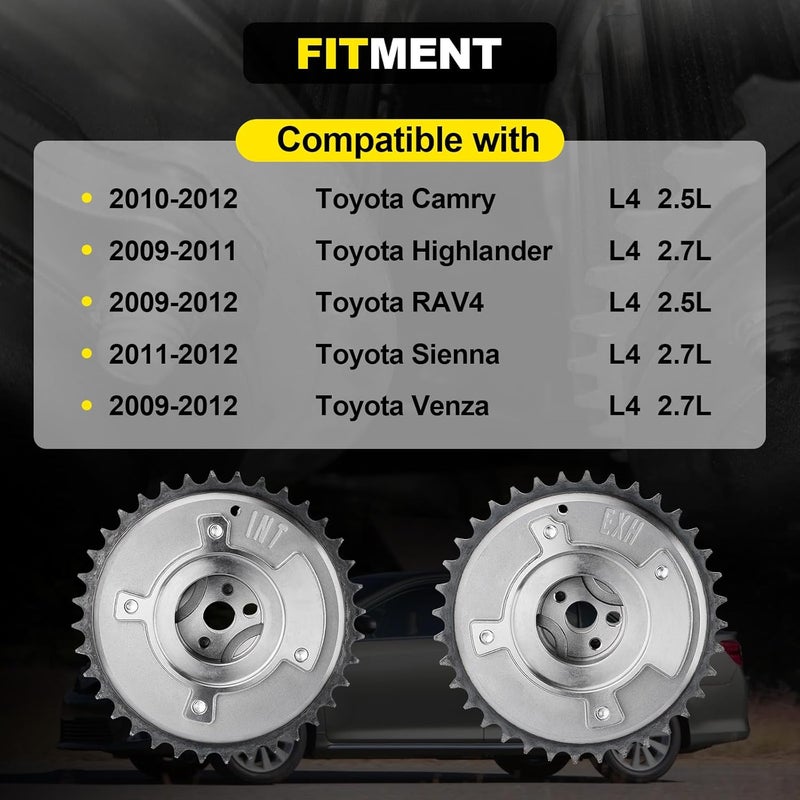 YEHERIT Intake & Exhaust Timing Camshaft Sprocket VVT Gear Compatible with 2009-2012 Toyota RAV4 Camry 2.5L, Highlander Sienna Venza 2.7L Replace# 917-258, 917-259, 13050-0V011, 13050-36010, 13070-0V011 - Image 2